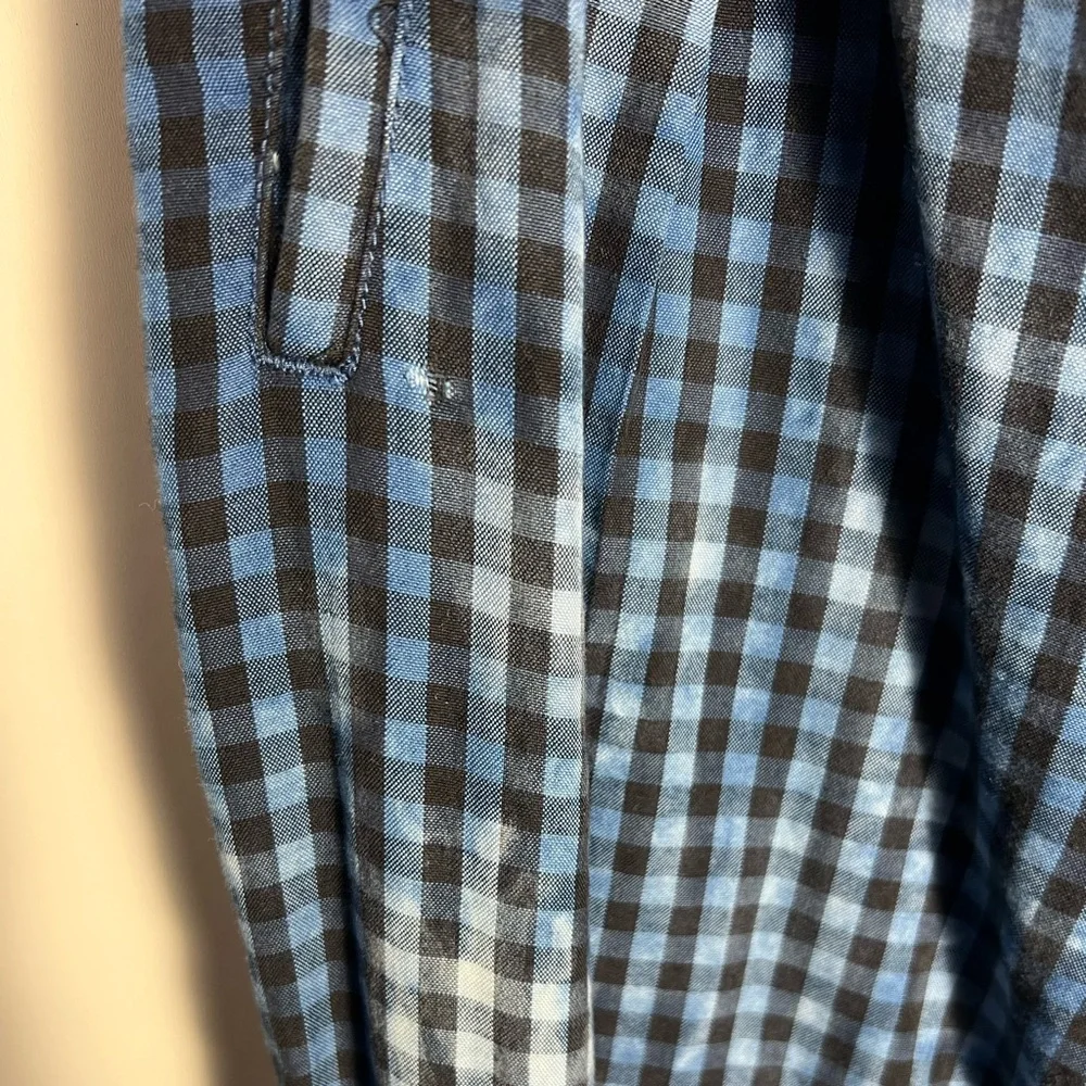 Anthropologie Maeve Avryl Bleached Slim Pants Blue Check Plaid Sz 14 - Picture 14 of 14